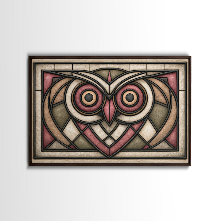 Sacred Owl Formed from Symmetrical Linework Canvas Print, Sacred Geometry Art, Boho Decor, Living Room Decor, Geometry, SGA-3x2-46