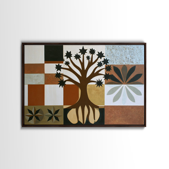 Geometric Tree of Life Framed Canvas Print, Sacred Geometry Art, Fall Decor, Living Room Decor, Abstract Art, Geometry, SGA-3x2-91