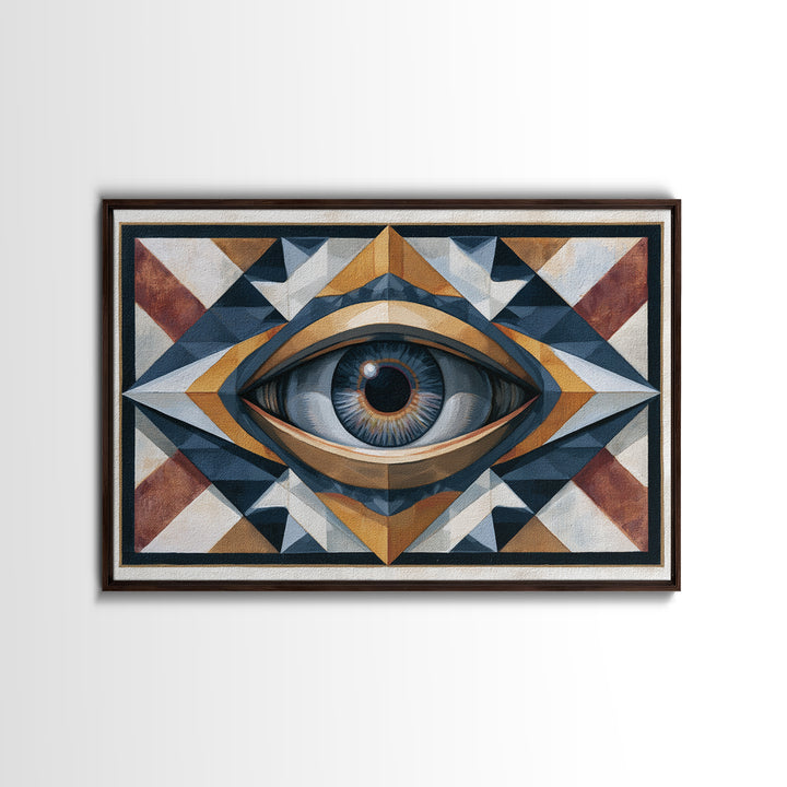 Cosmic Eye Inside Geometric Frame Framed Canvas Print, Sacred Geometry Art, Living Room Decor, Abstract Art, Geometry, SGA-3x2-95