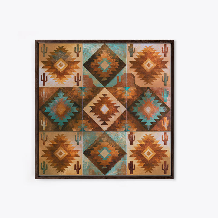 Navajo Geometric Pattern Framed Canvas Print, Southwestern Art, Western Wall Art, Southwestern Decor, Abstract Art, Mesa, SOU-1x1-52