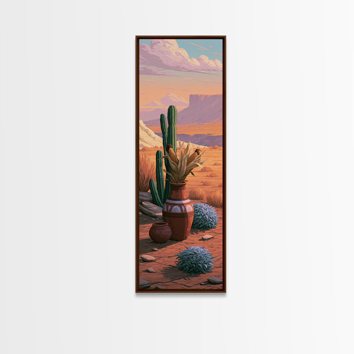 Pueblo Pottery Still Life Canvas Print, Southwestern Art, Prints Wall Art, Southwestern Decor, Fine Art, Mesa, Tile Art, SOU-1x3-35