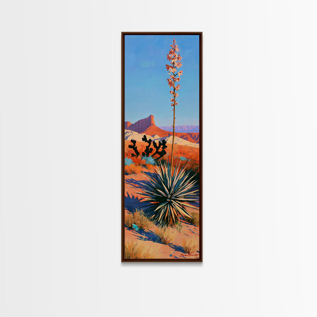 Yucca Blooms Against Clear Blue Sky Canvas Print, Southwestern Art, Western Decor, Southwestern Decor, Fine Art, Mesa, SOU-1x3-56