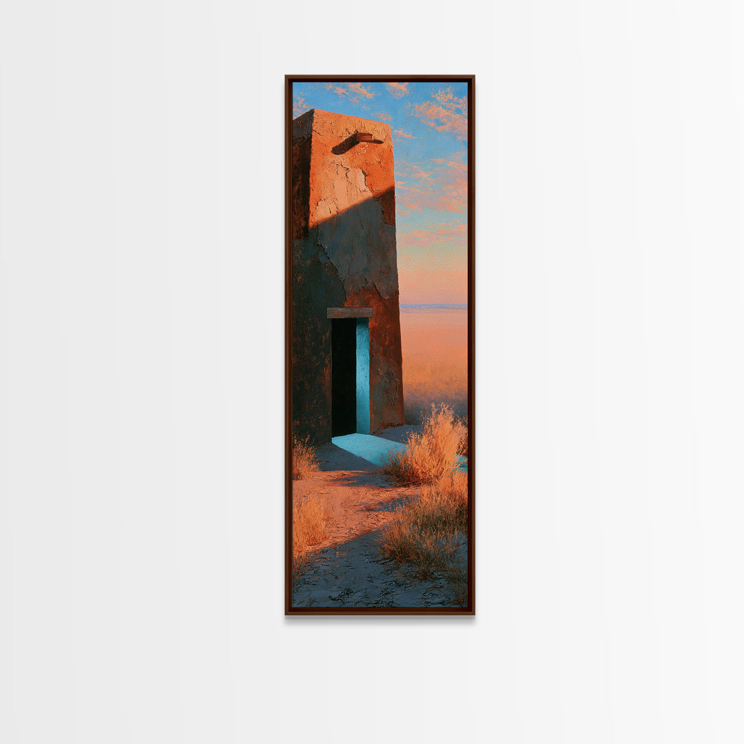 Adobe Doorway with Turquoise Blue Shadow Canvas Print, Southwestern Art, Printable Wall Art, Southwestern Decor, Fine Art, Mesa, SOU-1x3-65