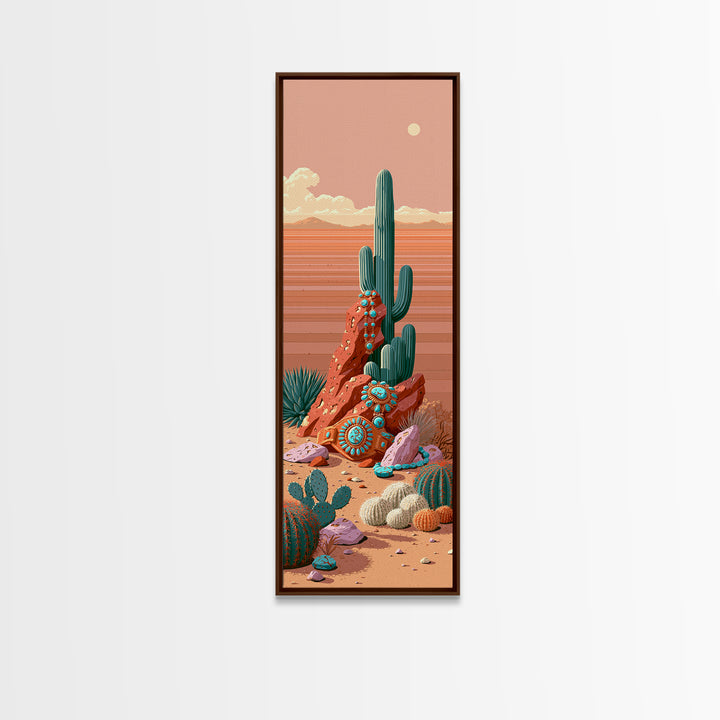 Turquoise Jewelry and Leather Still Life Canvas Print, Southwestern Art, Luxury Decor, Southwestern Decor, Fine Art, Mesa, SOU-1x3-95