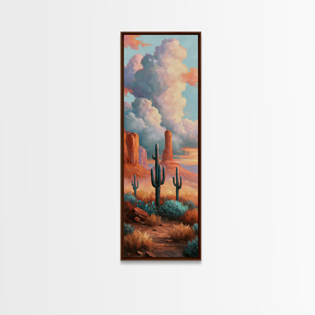 Desert Storm Clouds Framed Canvas Print, Southwestern Art, Western Home Decor, Southwestern Decor, Fine Art, Mesa, Room Decor, SOU-1x3-96