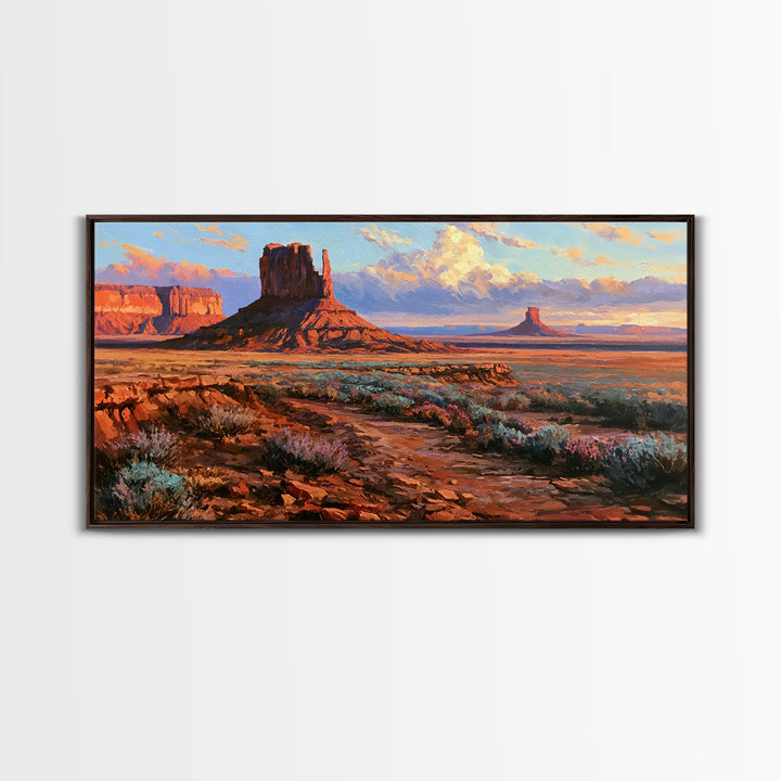 Desert Mesas in Terracotta and Turquoise Canvas Print, Southwestern Art, Western Wall Art, Southwestern Decor, Fine Art, Mesa, SOU-2x1-69