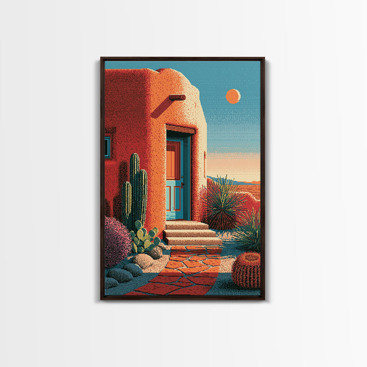 Adobe Doorway with Turquoise Blue Shadow Canvas Print, Southwestern Art, Western Decor, Southwestern Decor, Fine Art, Mesa, SOU-2x3-61