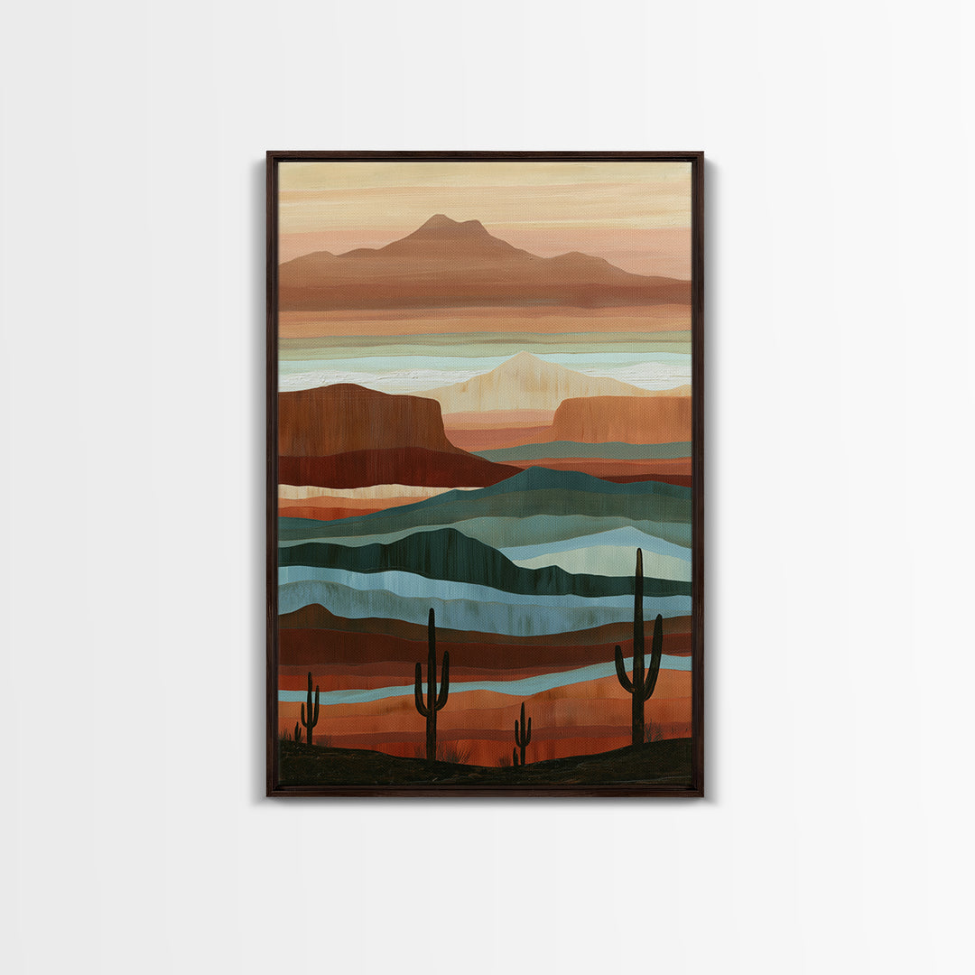Abstract Canyon Layers Framed Canvas Print, Southwestern Art, Large Wall Art, Southwestern Decor, Mesa, Farmhouse Wall Art, SOU-2x3-74