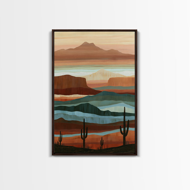 Abstract Canyon Layers Framed Canvas Print, Southwestern Art, Large Wall Art, Southwestern Decor, Mesa, Farmhouse Wall Art, SOU-2x3-74