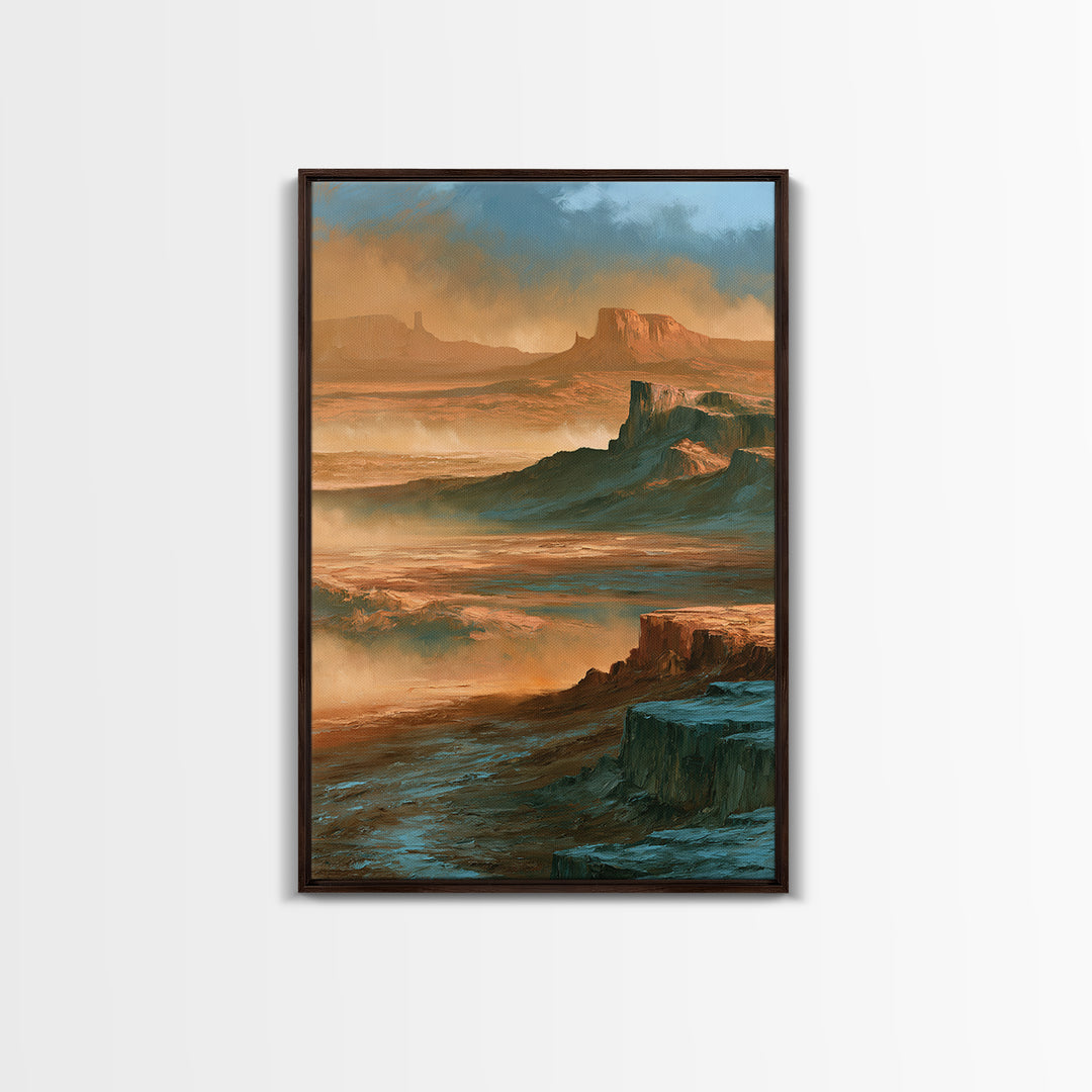 Desert Mesas in Terracotta and Turquoise Canvas Print, Southwestern Art, Farmhouse Wall Art, Southwestern Decor, Fine Art, Mesa, SOU-2x3-81