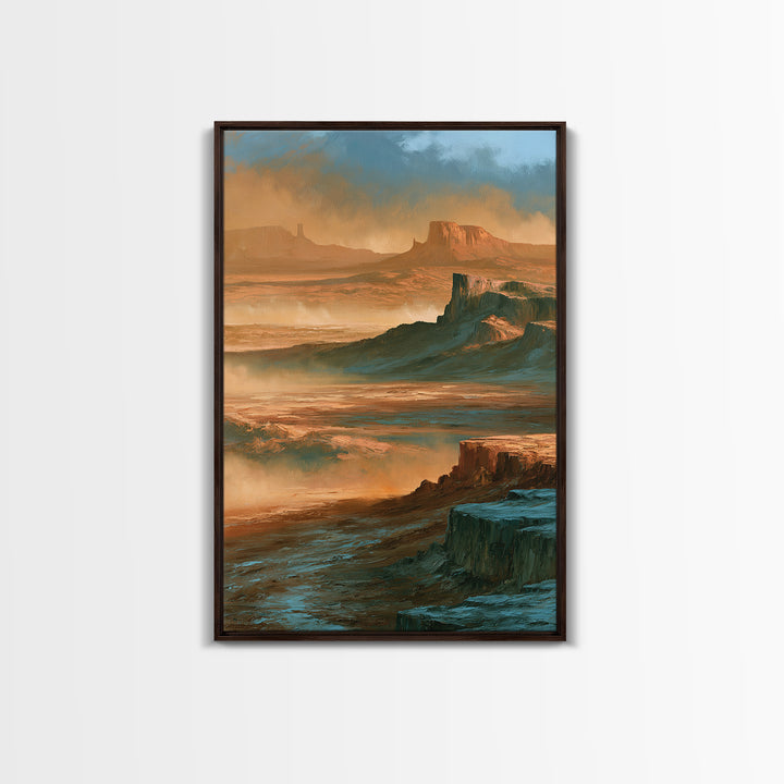 Desert Mesas in Terracotta and Turquoise Canvas Print, Southwestern Art, Farmhouse Wall Art, Southwestern Decor, Fine Art, Mesa, SOU-2x3-81