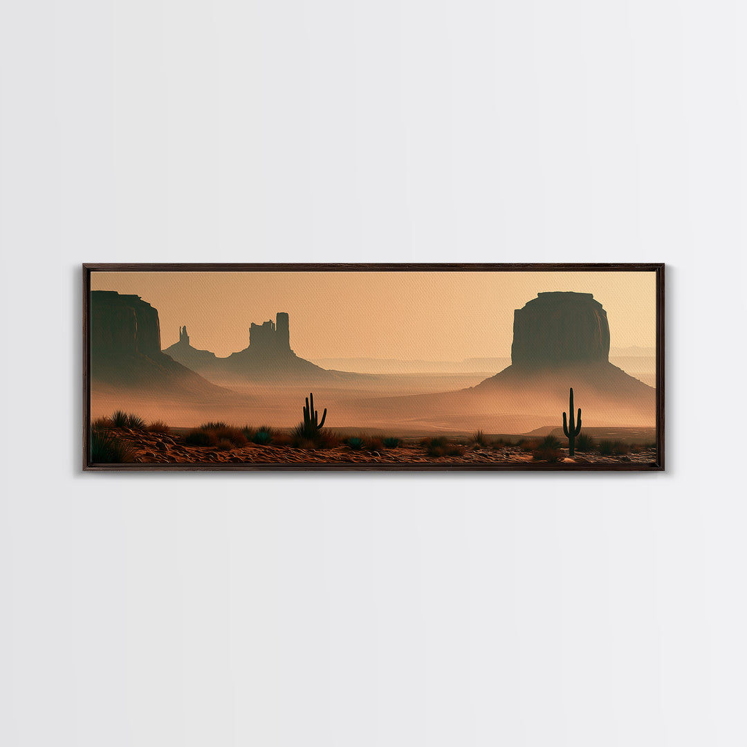 Monument Valley Silhouette Framed Canvas Print, Southwestern Art, Farmhouse Wall Art, Southwestern Decor, Fine Art, Mesa, SOU-3x1-74