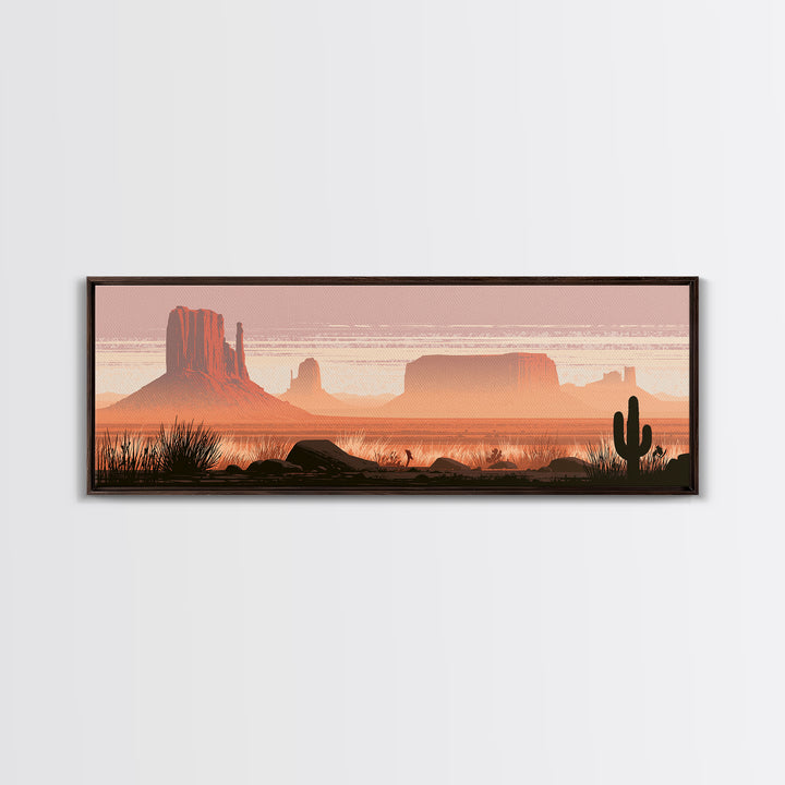 Monument Valley Silhouette Canvas Print, Southwestern Art, Western Art, Southwestern Decor, Oil Painting, Mesa, SOU-3x1-98