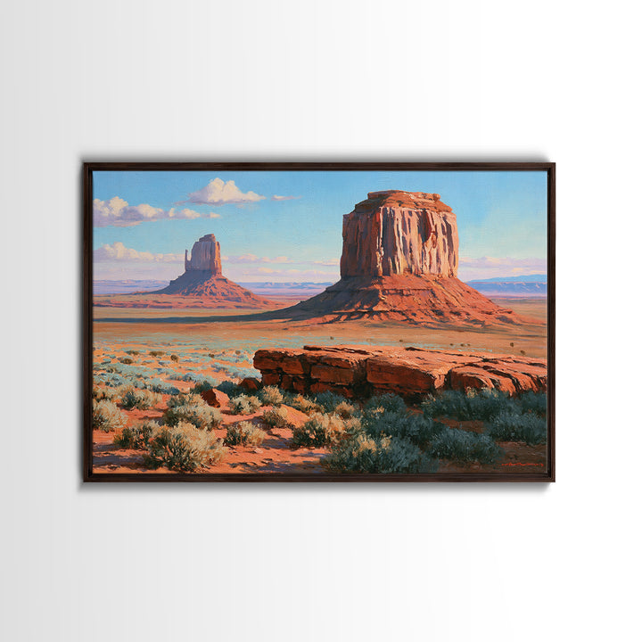 Desert Mesas in Terracotta and Turquoise Canvas Print, Southwestern Art, Modern Decor, Southwestern Decor, Fine Art, Mesa, SOU-3x2-53