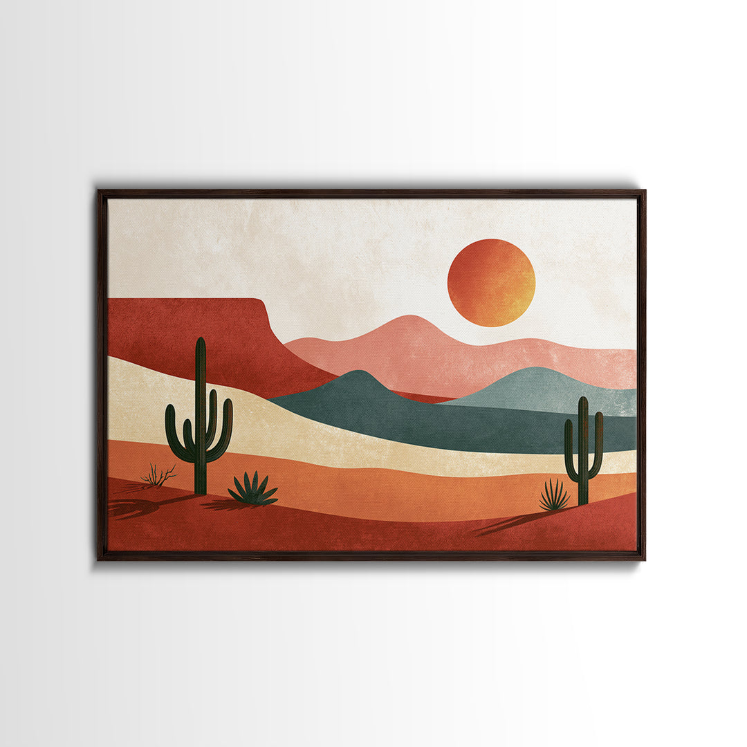 Abstract Canyon Layers Framed Canvas Print, Southwestern Art, Landscape Painting, Southwestern Decor, Watercolor Art, Mesa, SOU-3x2-70