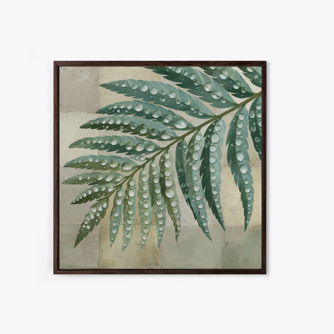 Fern Leaf Closeup Framed Canvas Print, Spa Art, Dog Wall Art, Spa Decor, Watercolor Art, Serenity, Dog Canvas, SPA-1x1-11