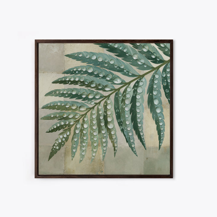 Fern Leaf Closeup Framed Canvas Print, Spa Art, Dog Wall Art, Spa Decor, Watercolor Art, Serenity, Dog Canvas, SPA-1x1-11