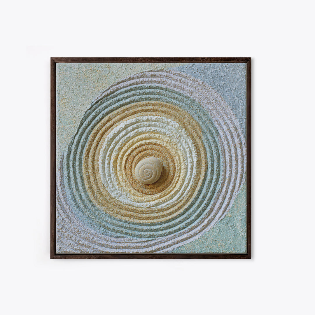 Sand Garden Lines Framed Canvas Print, Spa Art, Spa Decor, Oil Painting, Serenity, Minimalist Art, Feminine Wall Art, SPA-1x1-12