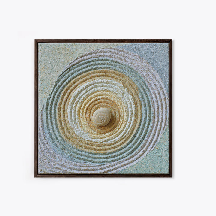 Sand Garden Lines Framed Canvas Print, Spa Art, Spa Decor, Oil Painting, Serenity, Minimalist Art, Feminine Wall Art, SPA-1x1-12