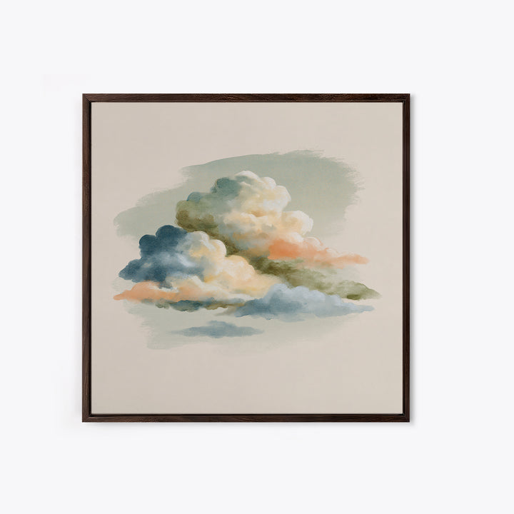 Soft Cloudscape in Cream and Sage Canvas Print, Spa Art, Wildlife Wall Art, Spa Decor, Watercolor Art, Serenity, SPA-1x1-13