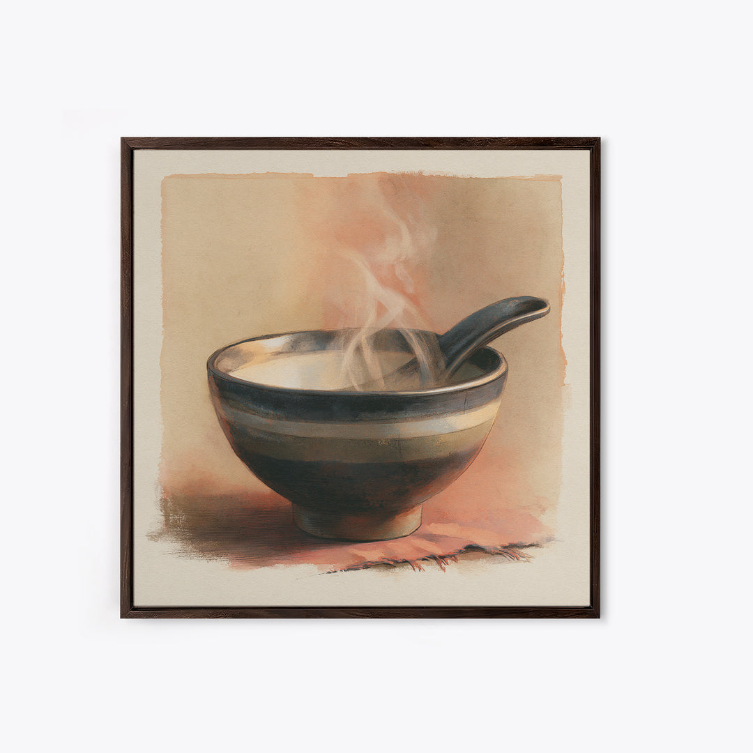 Tea Bowl and Steam Still Life Canvas Print, Spa Art, Dog Groomer Gifts, Spa Decor, Oil Painting, Serenity, Fine Art Print, SPA-1x1-22