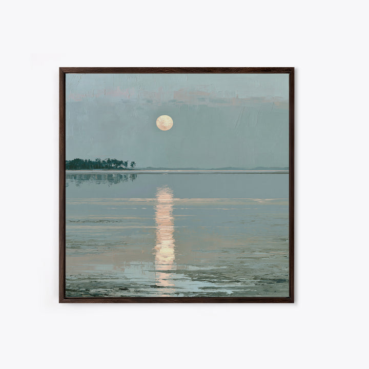 Moonlit Lake Reflection Canvas Print, Spa Art, Abstract, Spa Decor, Watercolor Art, Serenity, City Art, Spa Wall Art, SPA-1x1-23