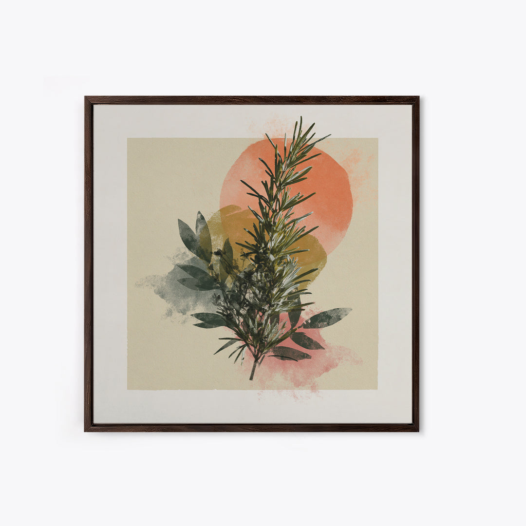Botanical Herbal Arrangement Framed Canvas Print, Spa Art, Gallery Decor, Spa Decor, Fine Art, Serenity, Wall Art, Home Decor, SPA-1x1-38