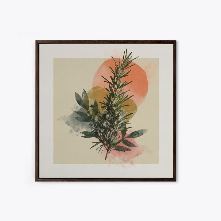 Botanical Herbal Arrangement Framed Canvas Print, Spa Art, Gallery Decor, Spa Decor, Fine Art, Serenity, Wall Art, Home Decor, SPA-1x1-38