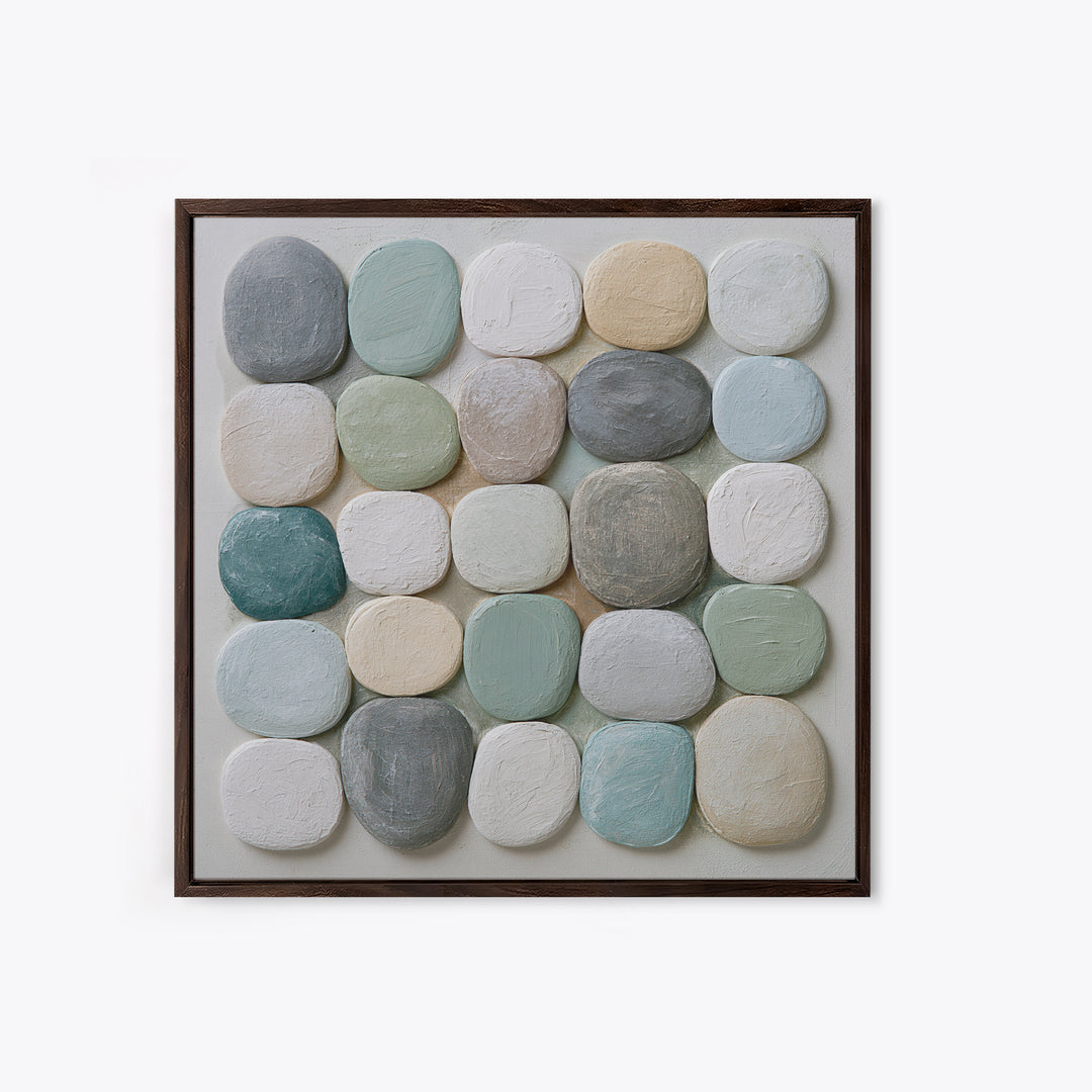 Pebble Texture Abstract Framed Canvas Print, Spa Art, Fashion Wall Art, Spa Decor, Abstract Art, Serenity, Modern Decor, SPA-1x1-39