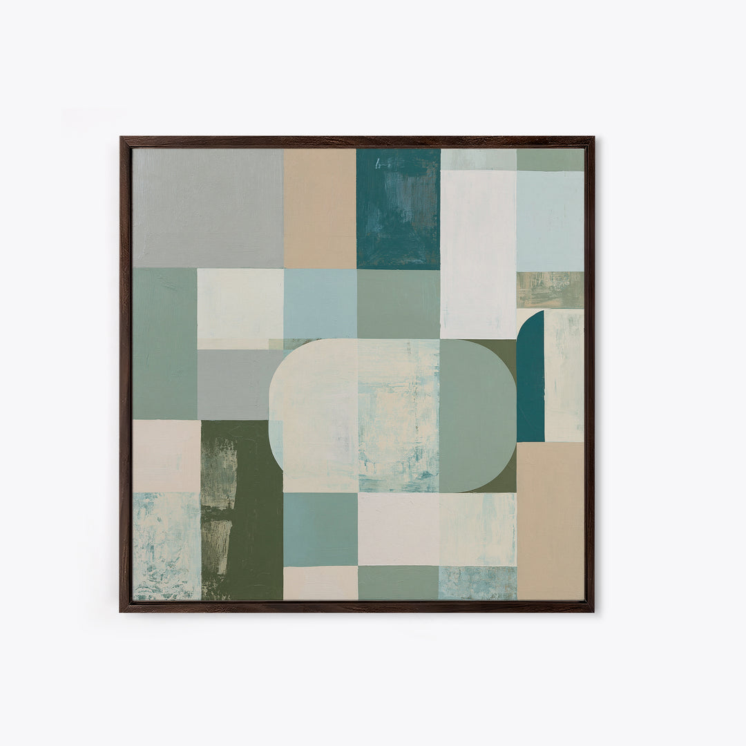Sage and Ivory Geometric Calm Composition Canvas Print, Spa Art, Luxury Decor, Spa Decor, Abstract Art, Serenity, SPA-1x1-45