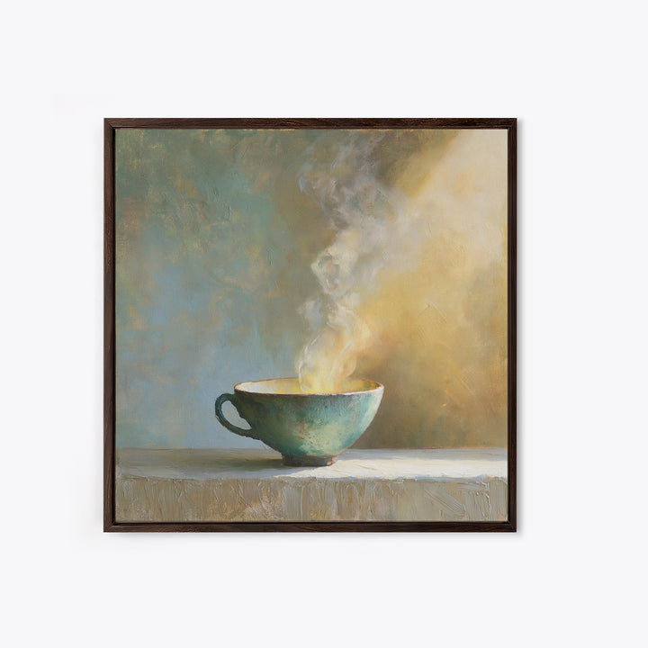Tea Bowl and Steam Still Life Framed Canvas Print, Spa Art, Esthetician Decor, Spa Decor, Fine Art, Serenity, Room Decor, SPA-1x1-46