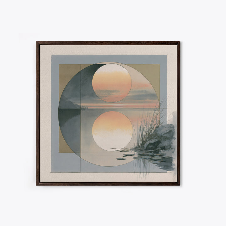 Moonlit Lake Reflection Framed Canvas Print, Spa Art, Feminine Wall Art, Spa Decor, Fine Art, Serenity, Hair Salon Wall Art, SPA-1x1-47