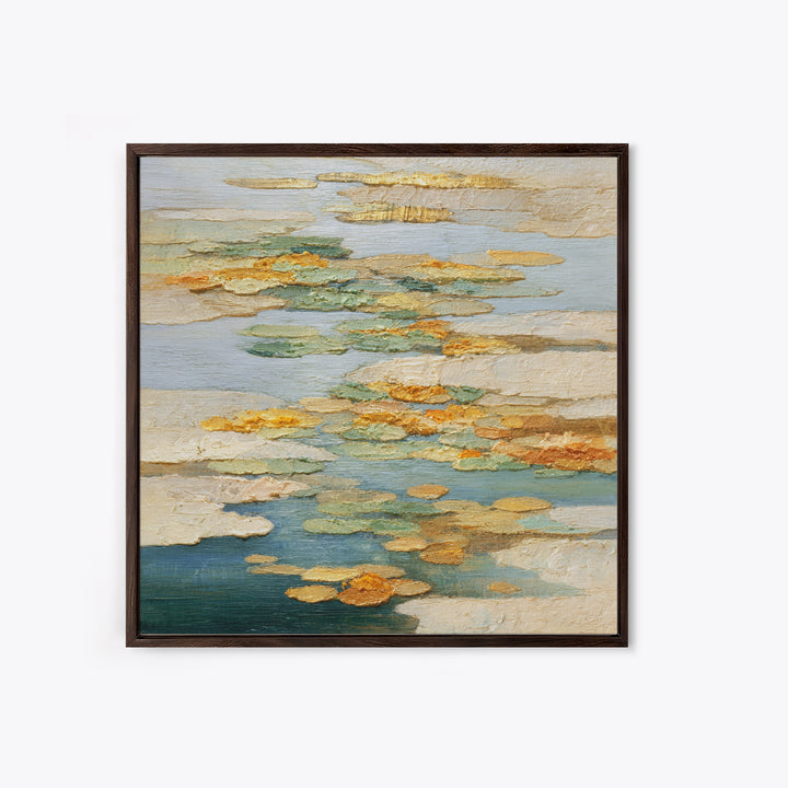 Warm Candle Flame Framed Canvas Print, Spa Art, Textured Painting, Spa Decor, Abstract Art, Serenity, Travel Poster, SPA-1x1-57