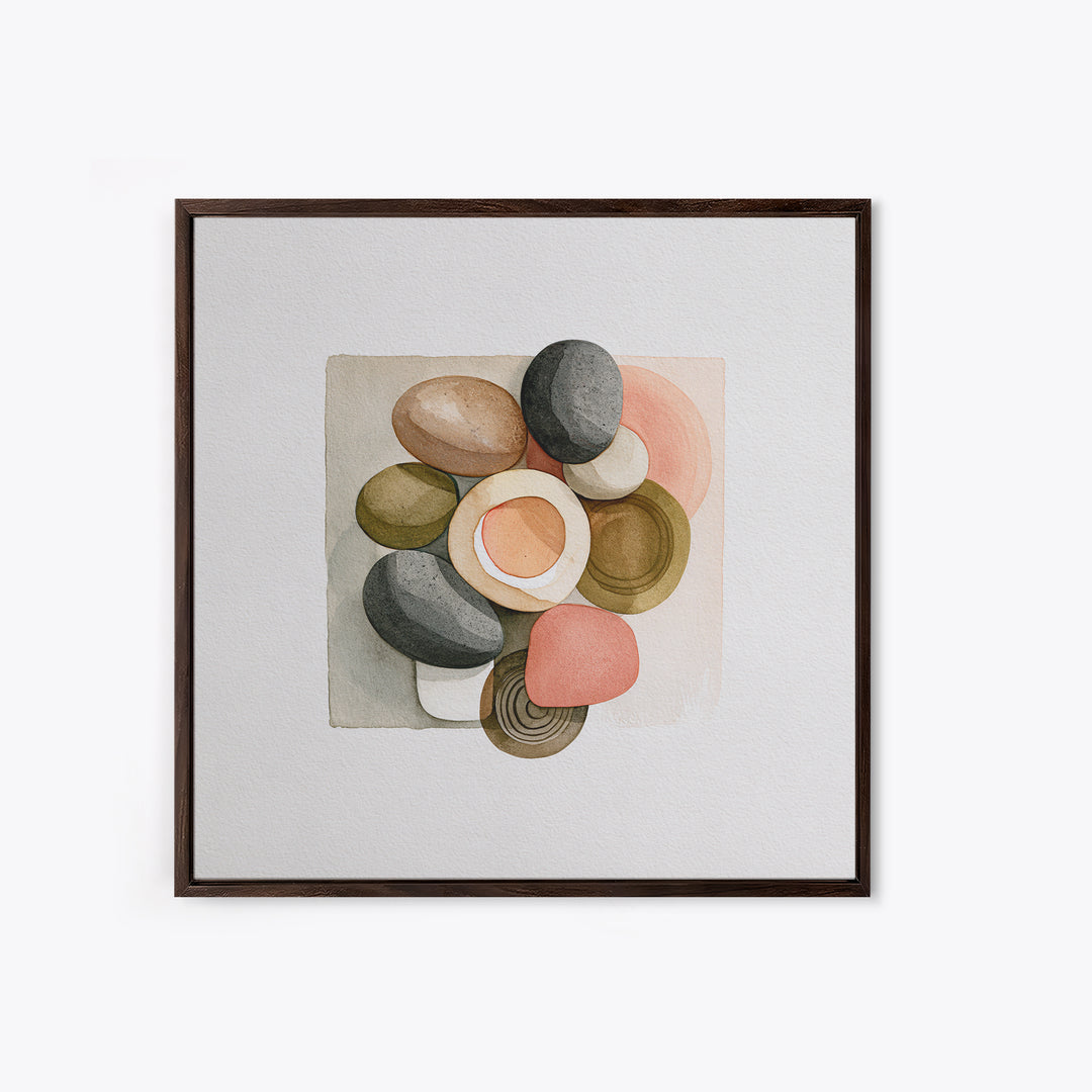 Pebble Texture Abstract Framed Canvas Print, Spa Art, Neutral Decor, Spa Decor, Fine Art, Serenity, Home Decor, Wall Decor, SPA-1x1-63