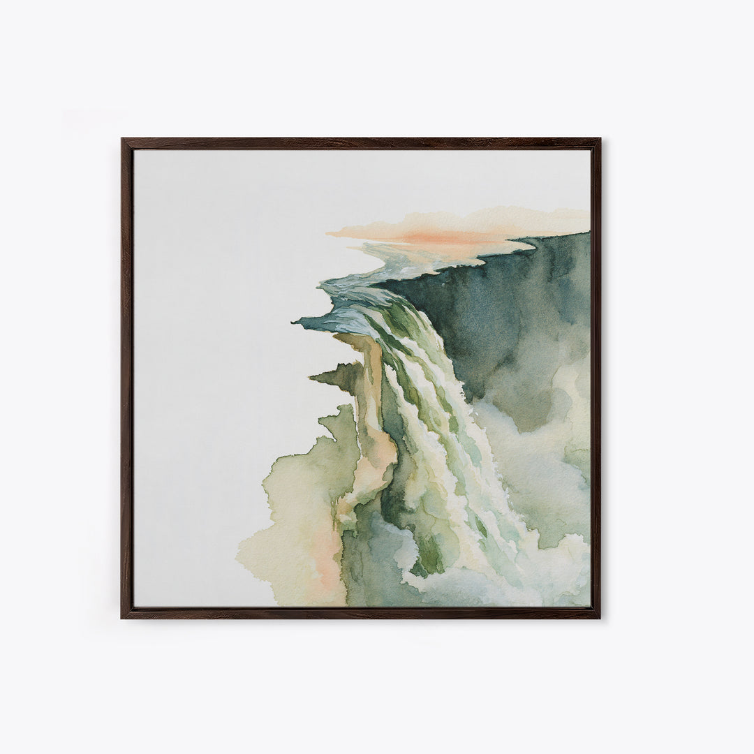 Serene Waterfall with Mist Framed Canvas Print, Spa Art, Dog Canvas, Spa Decor, Abstract Art, Serenity, Art Print, Room Decor, SPA-1x1-66