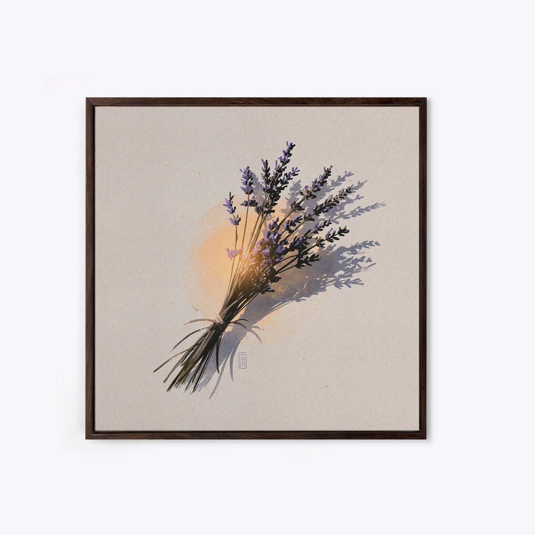 Lavender Bundle with Soft Shadow Framed Canvas Print, Spa Art, Spa, Spa Decor, Fine Art, Serenity, Teen Girl Room Decor, SPA-1x1-7