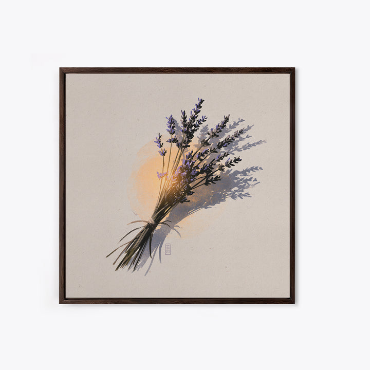 Lavender Bundle with Soft Shadow Framed Canvas Print, Spa Art, Spa, Spa Decor, Fine Art, Serenity, Teen Girl Room Decor, SPA-1x1-7