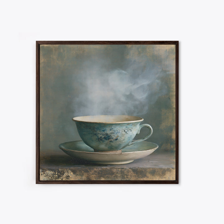 Tea Bowl and Steam Still Life Framed Canvas Print, Spa Art, Esthetician Decor, Spa Decor, Fine Art, Serenity, Room Decor, SPA-1x1-70