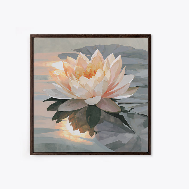 Lotus Flower Floating on Still Pond Canvas Print, Spa Art, Spa Wall Art, Spa Decor, Watercolor Art, Serenity, SPA-1x1-76
