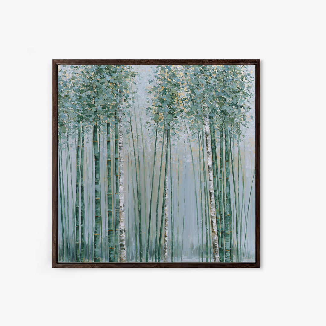 Misty Bamboo Forest Canvas Print, Spa Art, Art, Spa Decor, Serenity, Abstract Print, Minimalist Art, Feminine Wall Art, SPA-1x1-77