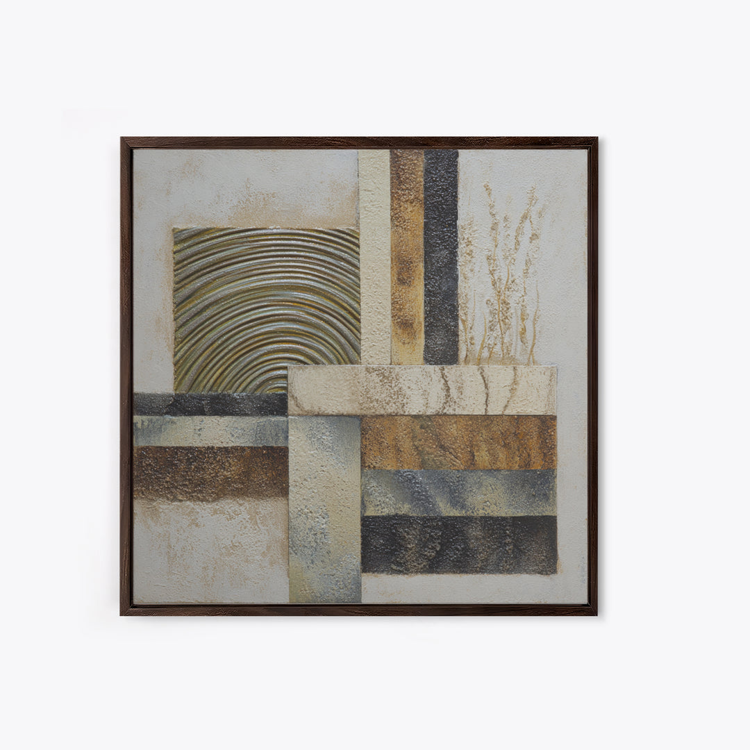 Sage and Ivory Geometric Calm Composition Framed Canvas Print, Spa Art, Wall Art, Spa Decor, Abstract Art, Serenity, SPA-1x1-93