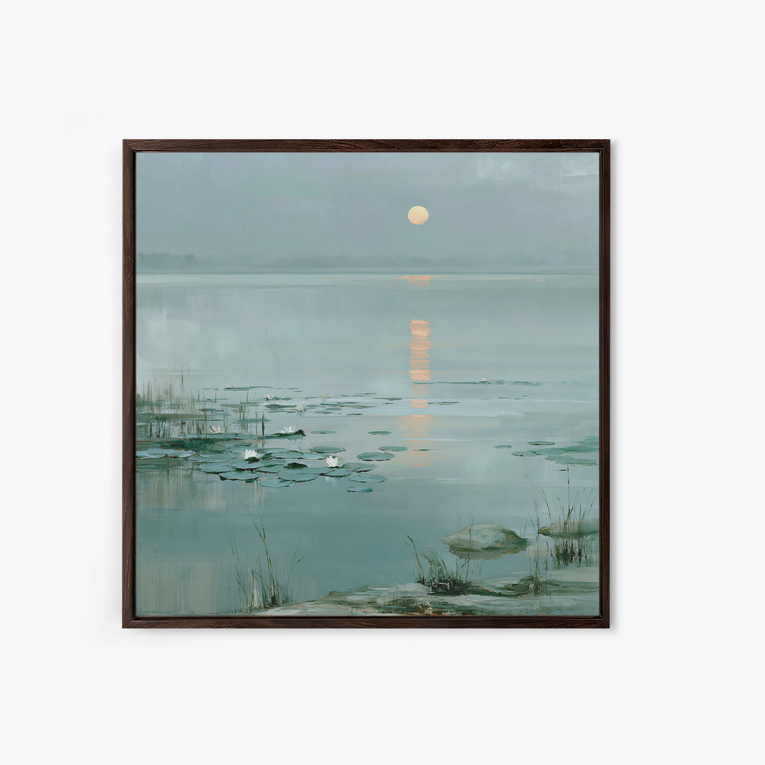 Moonlit Lake Reflection Canvas Print, Spa Art, Fine Art Print, Spa Decor, Fine Art, Serenity, Wall Decor, Printable Wall Art, SPA-1x1-95
