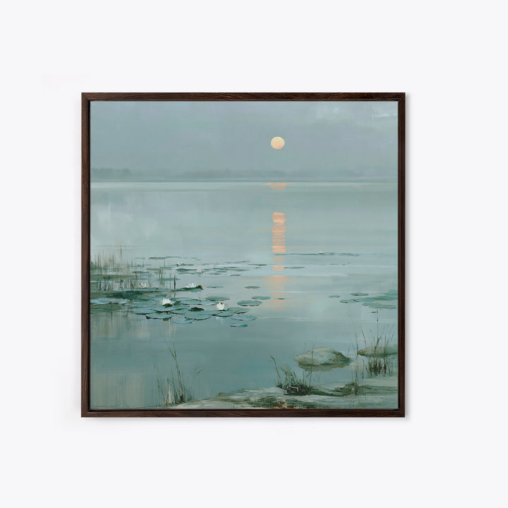 Moonlit Lake Reflection Canvas Print, Spa Art, Fine Art Print, Spa Decor, Fine Art, Serenity, Wall Decor, Printable Wall Art, SPA-1x1-95