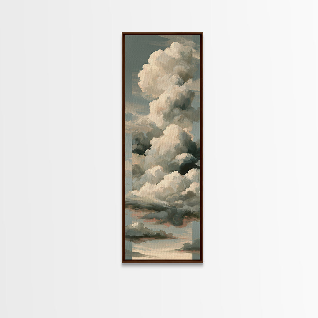 Soft Cloudscape in Cream and Sage Canvas Print, Spa Art, Wildlife Wall Art, Spa Decor, Watercolor Art, Serenity, SPA-1x3-1