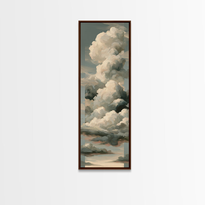 Soft Cloudscape in Cream and Sage Canvas Print, Spa Art, Wildlife Wall Art, Spa Decor, Watercolor Art, Serenity, SPA-1x3-1