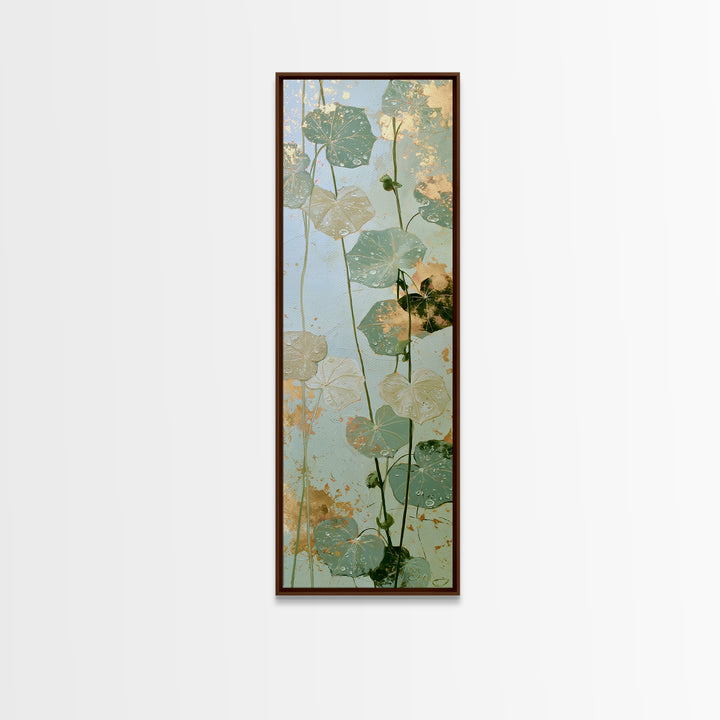 Rain on Leaves Canvas Print, Spa Art, Esthetician Decor, Spa Decor, Fine Art, Serenity, Room Decor, Textured Painting, SPA-1x3-100