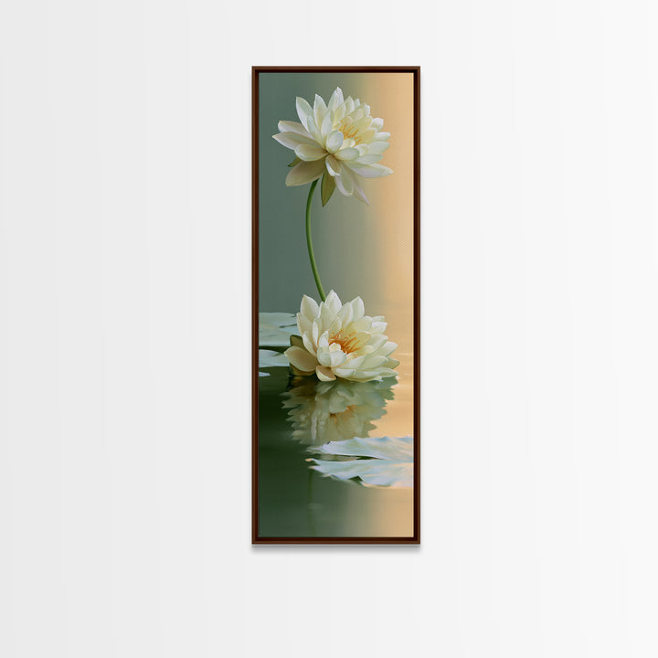 Lotus Flower Floating on Still Pond Canvas Print, Spa Art, Home Decor, Spa Decor, Serenity, Dog Wall Art, Abstract Print, SPA-1x3-16