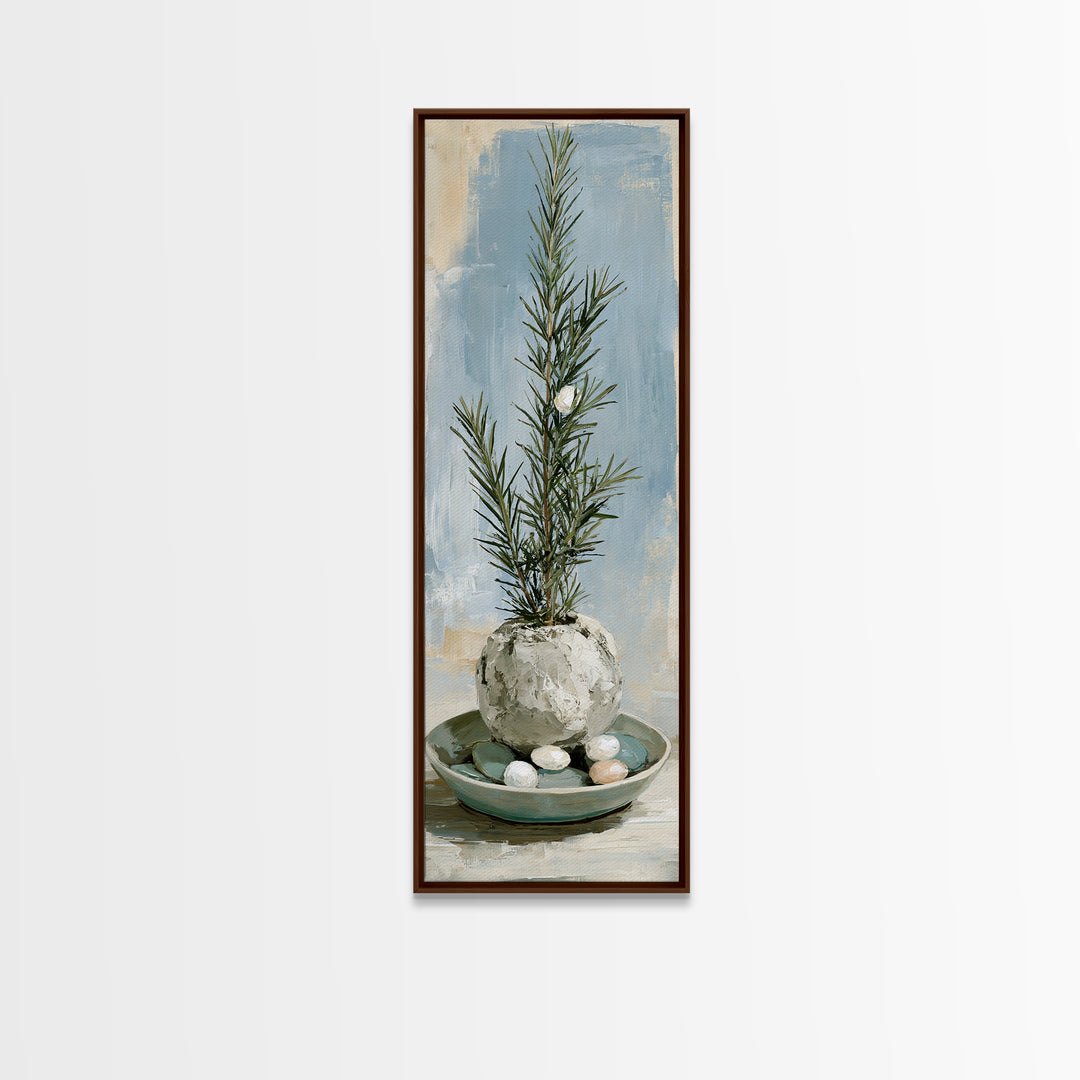Botanical Herbal Arrangement Canvas Print, Spa Art, Tarot Card Art, Spa Decor, Watercolor Art, Serenity, Textured Painting, SPA-1x3-2