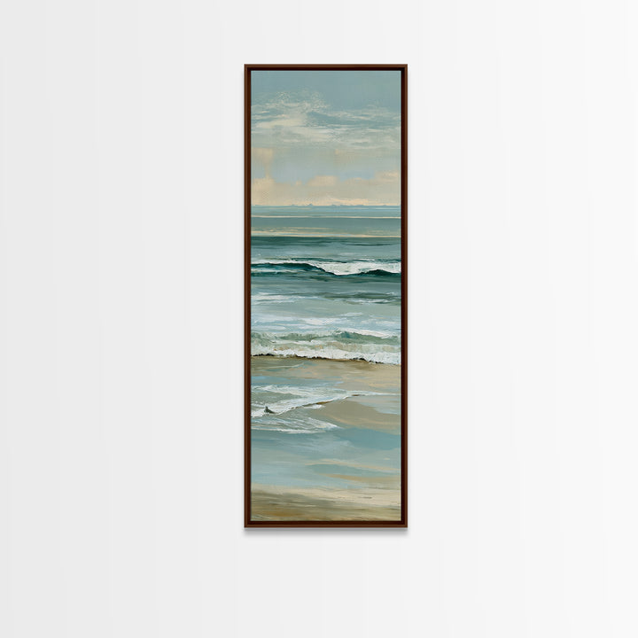 Coastal Horizon in Muted Spa Blues Canvas Print, Spa Art, Esthetician Decor, Spa Decor, Oil Painting, Serenity, Room Decor, SPA-1x3-22