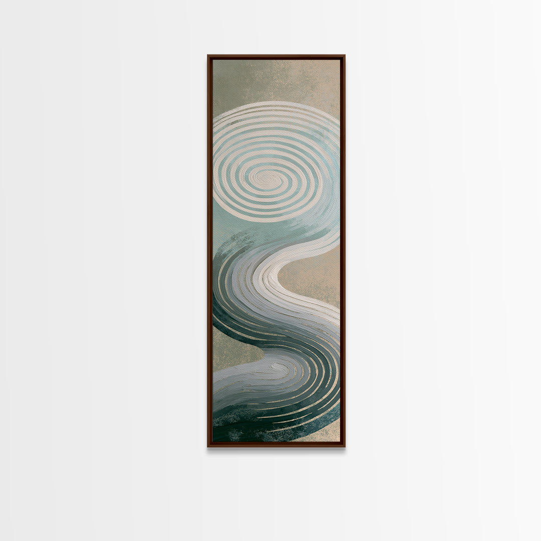 Sand Garden Lines Framed Canvas Print, Spa Art, Spa Decor, Oil Painting, Serenity, Minimalist Art, Feminine Wall Art, SPA-1x3-24